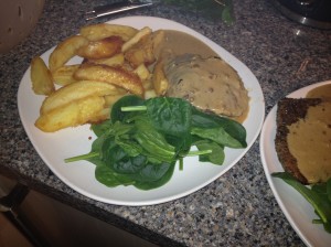 Steak, Triple cooked chips and peppercorn steaks